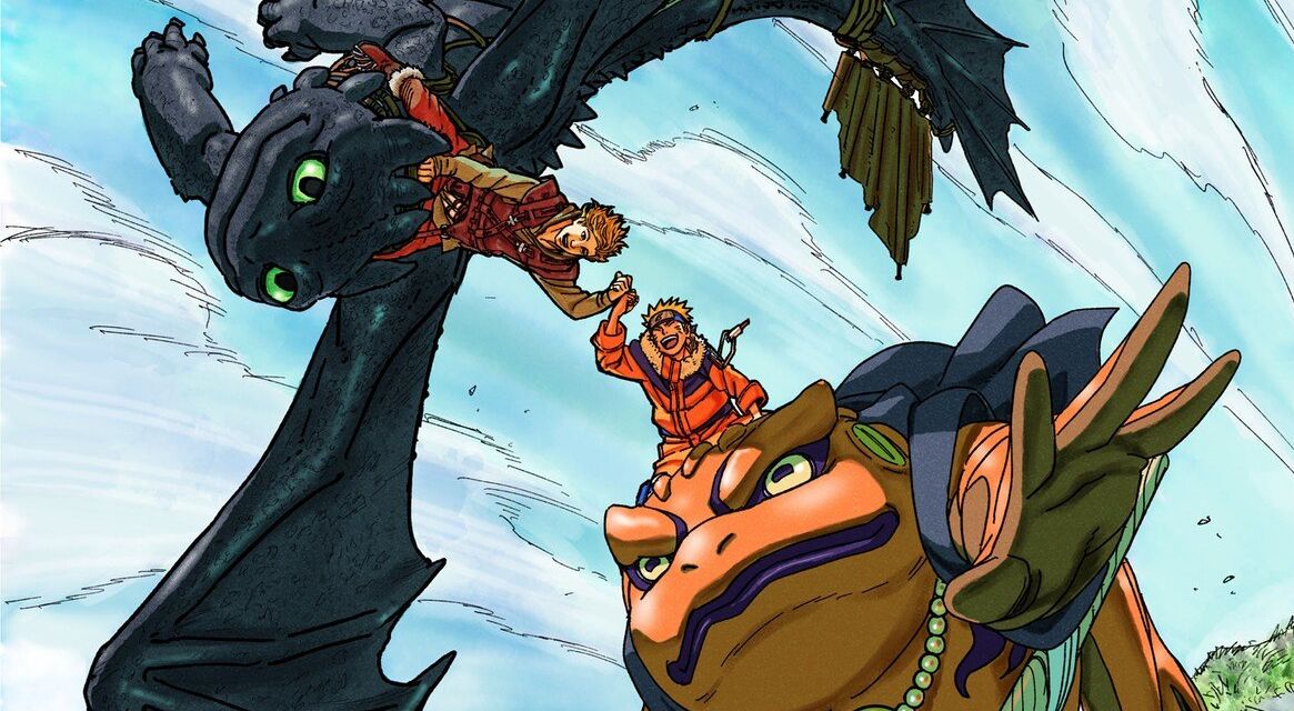 Masashi Kishimoto draws illustration For The NARUTO and How to Train Your Dragon Collaboration.